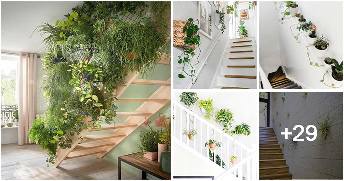 34 Eye-catching Staircase Decor Ideas with Plants - ZuneTalk Green